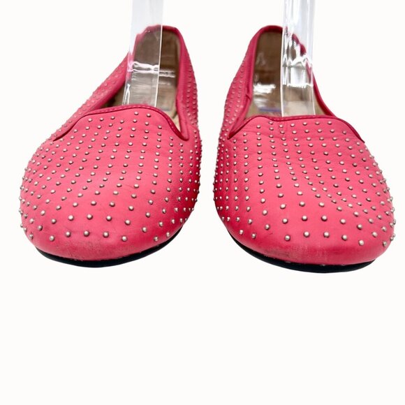 UGG ALLOWAY PINK LEATHER SILVER STUDDED SHEARLING FLATS - 10 - Picture 4 of 9